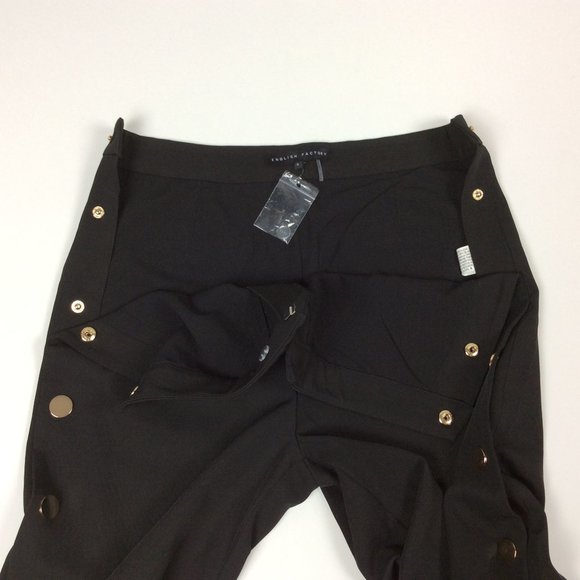 NWOT Wide Leg Trousers English Factory High Rise Snapside Black Modern Career S - Picture 6 of 13
